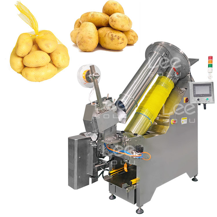 Volledig automatische netzakverpakkingsmachine voor aardappelgroenten mesh zakverpakkingsmachine