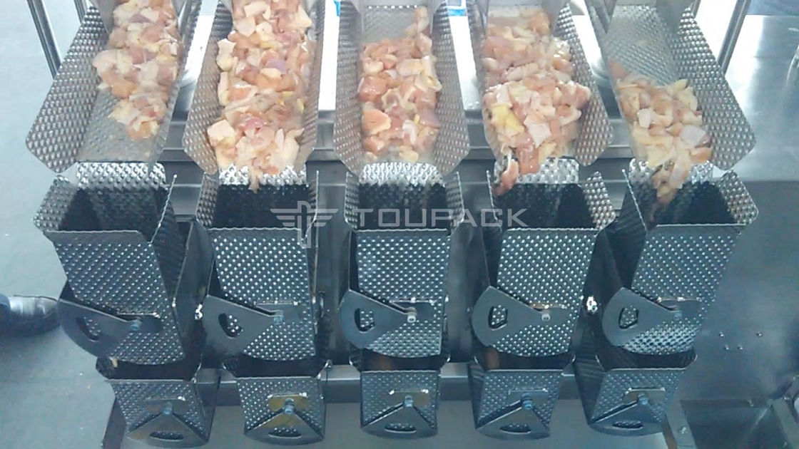 Multifunktioneel High Speed Filling Packaging Machine 8 Hoofd Weegmachine voor augurken Gesneden Kip