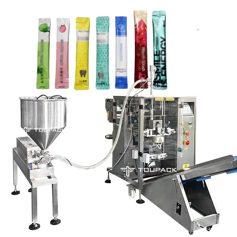 Automatische stokzak Kleine zak mondwater wassen Vloeibare smeermiddelen Verpakkingsmachine Vloeibare weeg- en verpakkingssysteem