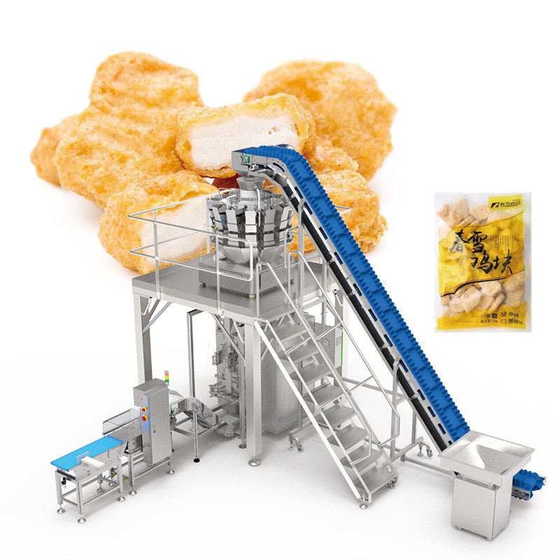 Automatische verpakkingsmachine voor diepvriesvoedsel, knoflook, kip, rundvlees, biefstuk, diepvriesvoedsel, filmrolletjes, zakmachine