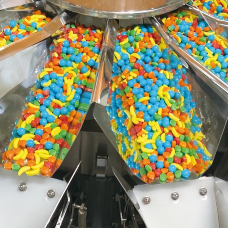 QQ Candy Gummies Cheese Sticky Screw Multihead Weiger Automatische Koekjes Verpakkingsmachine Voor Zipper Bag Stand Up Pouch