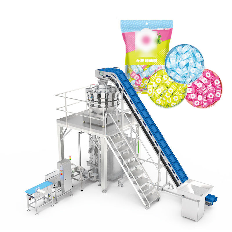 Automatische bulk snackvoedsel verpakkingsmachine koekjes gummy zakje zak vullen machine multihead weger verpakkingsmachine