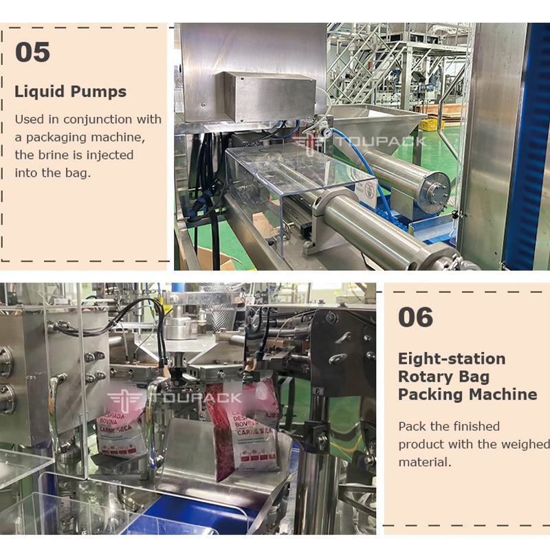 Automatische kip-rundvlees jerky ritssluiting voorgevormde weeg- en vulverpakkingsmachine voor diepgevroren zeevruchten in Doypack-zakken