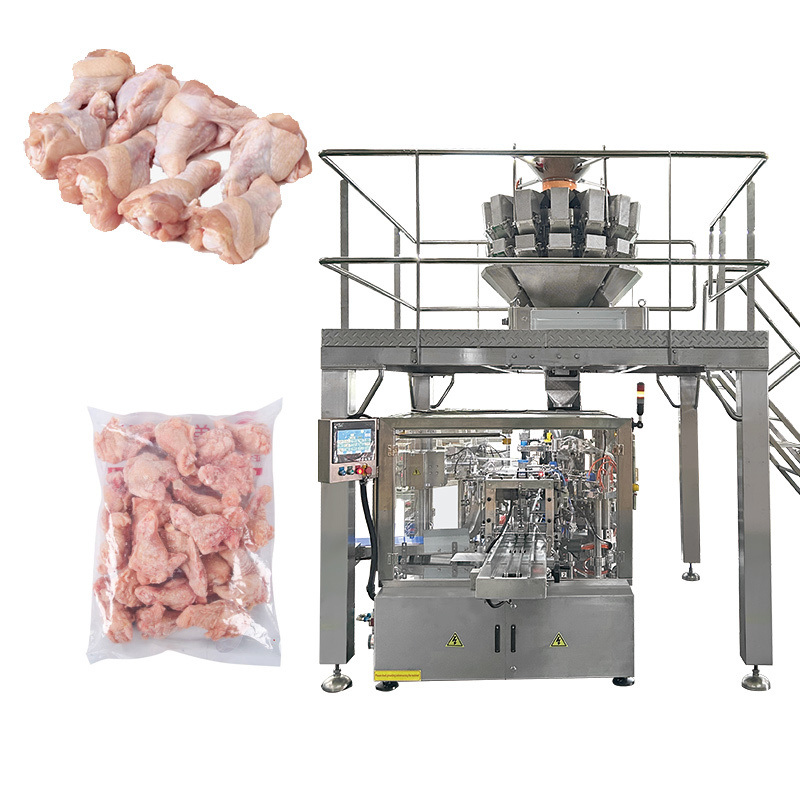 Automatische schroef-multihead weger verpakkingsmachine voor viskeuze materialen Bevroren drumsticks Kipnuggets verpakkingsmachine