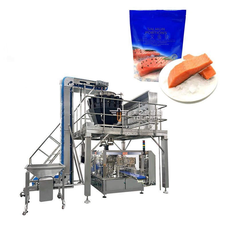Automatische schroef-multihead weger verpakkingsmachine voor viskeuze materialen Bevroren drumsticks Kipnuggets verpakkingsmachine