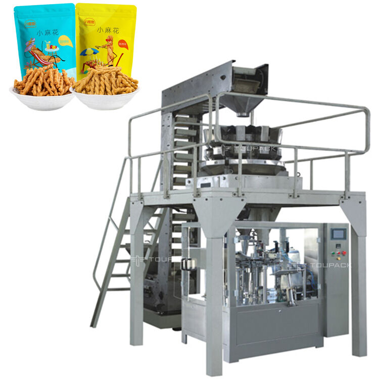 Long Strip Snack Food Weighing Hard Candy Packing Machine Gebakken deeg Twist Verpakkingsmachine Zipper Bag Kussen Verpakkingsmachine