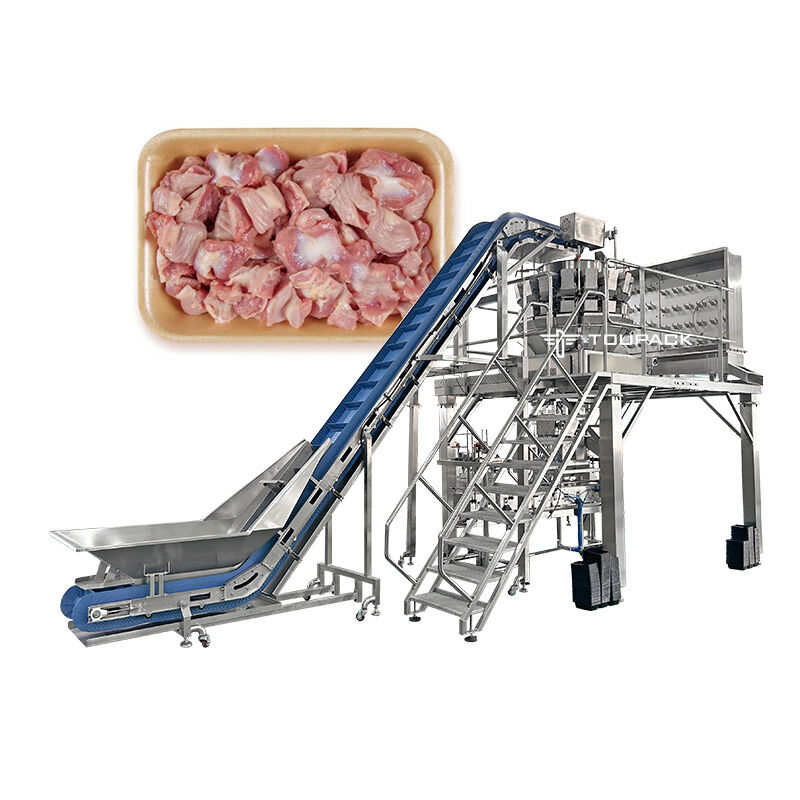 Voorbereide maaltijdverpakkingsmachine Schroefweger Tray Verpakkingslijn Met Schroefvoeding Multihead Weiger