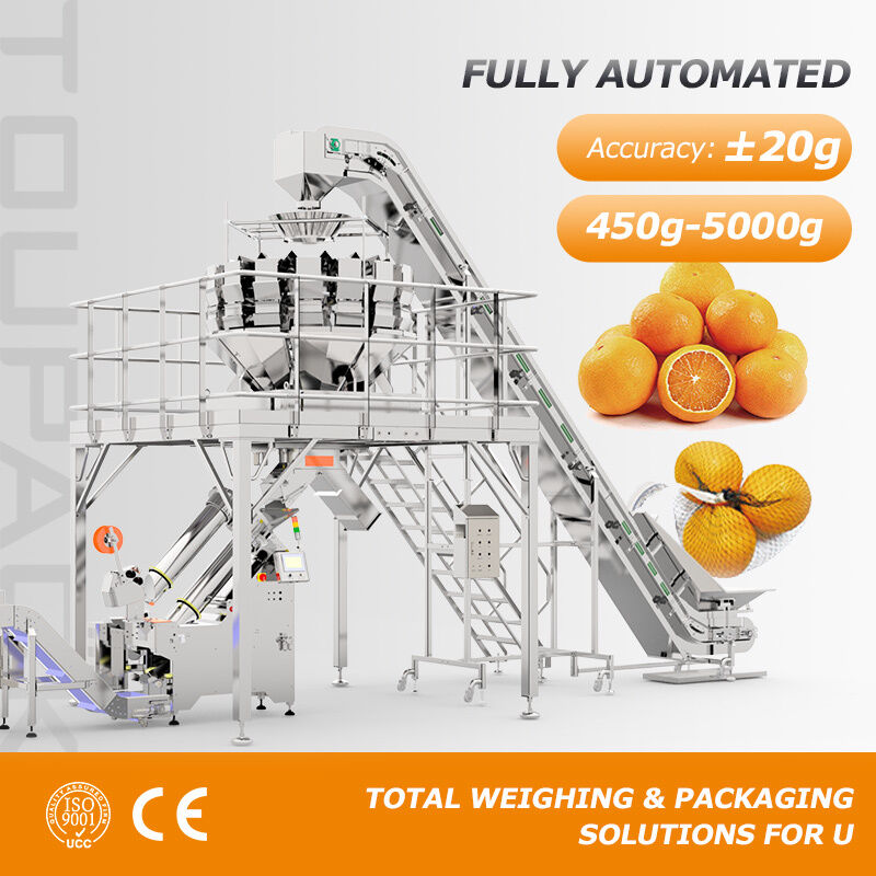 Volledig Automatische Mesh Bag Verpakkingslijn Voor Groenten & Fruit Netzak Vul- en Sluitmachine met Multihead Weigher