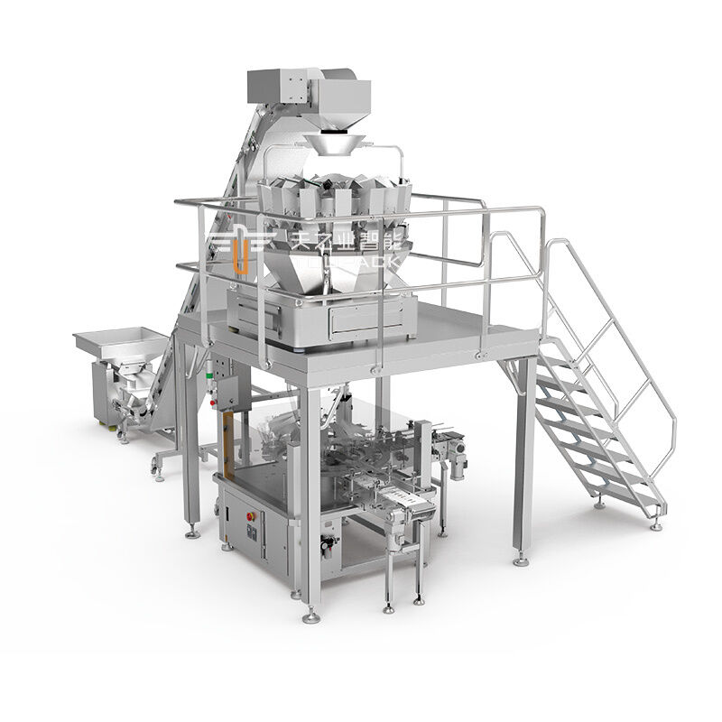 Hoge snelheid automatische schokkerige weeg- en plastic blikvulmachine voor snacks met rundvlees, varkensvlees, kip, gedroogd vlees