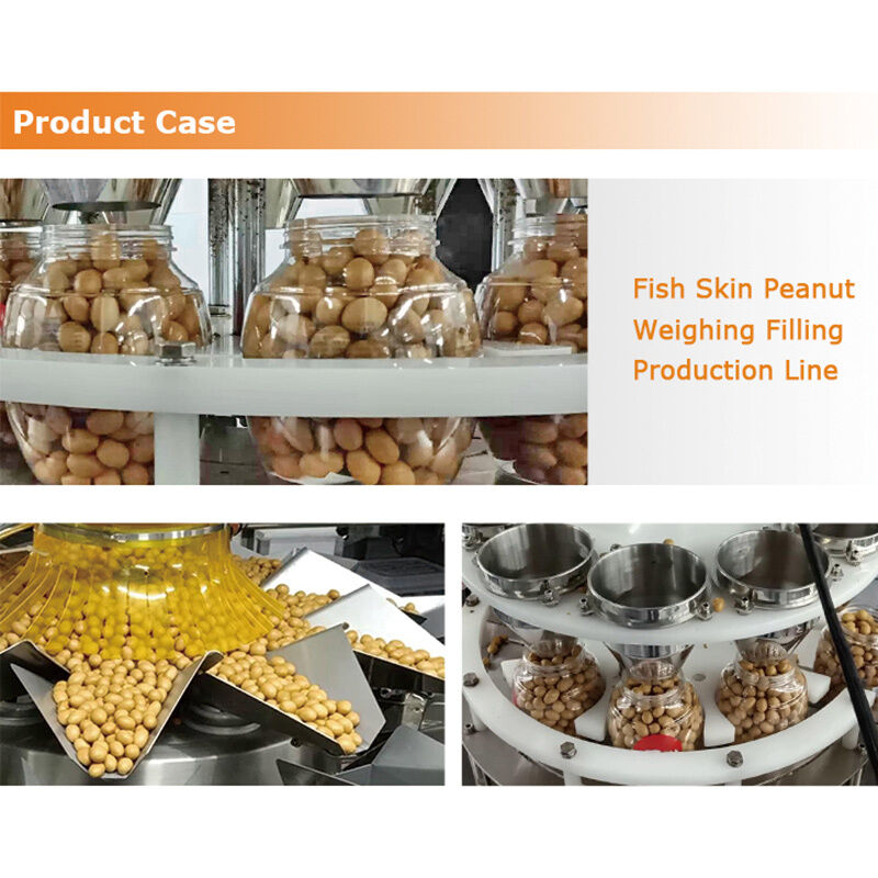 Hoge snelheid automatische schokkerige weeg- en plastic blikvulmachine voor snacks met rundvlees, varkensvlees, kip, gedroogd vlees