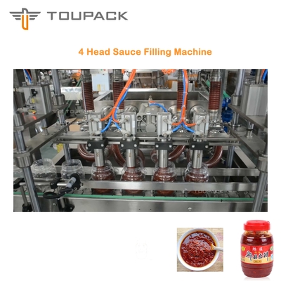 PLC Saus Verpakkende Machine Dik Breed Bean Sauce Filling 4 Hoofd Vloeibaar Vullend Systeem