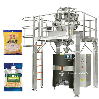 Mozarella Verscheurde Kaas Verpakkende Machine met Multihead-Wegershavermeel het Vullen Machine