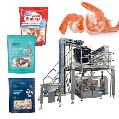 Automatische voorgefabriceerde zak Doypack zak Verpakkingsmachines Bevroren garnalen Drumsticks Kip Nugget verpakkingsmachine