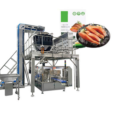 Automatische kip-rundvlees jerky ritssluiting voorgevormde weeg- en vulverpakkingsmachine voor diepgevroren zeevruchten in Doypack-zakken