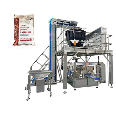 Op maat gemaakte efficiënte gedehydrateerde rundvlees Nuggets kwantitatieve zakken verpakkingsmachine klaar om te eten voedsel rundvlees Multihead Weiger