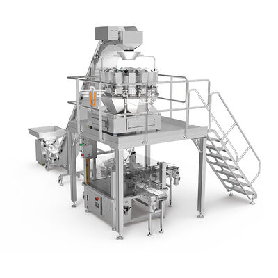Hoge snelheid automatische schokkerige weeg- en plastic blikvulmachine voor snacks met rundvlees, varkensvlees, kip, gedroogd vlees