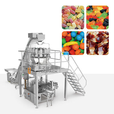 Automatische snoep noten popcorn blik vulmachine Multihead weger plastic pot vulverpakkingslijn