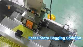 Industriële aardappelgaasverpakkingslijn met automatische weger, netzakvulling, clipping en tag